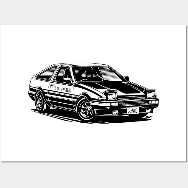 EUROBEAT INTENSIFIES - AE86 Trueno PD full-body version Wall Art by ARVwerks